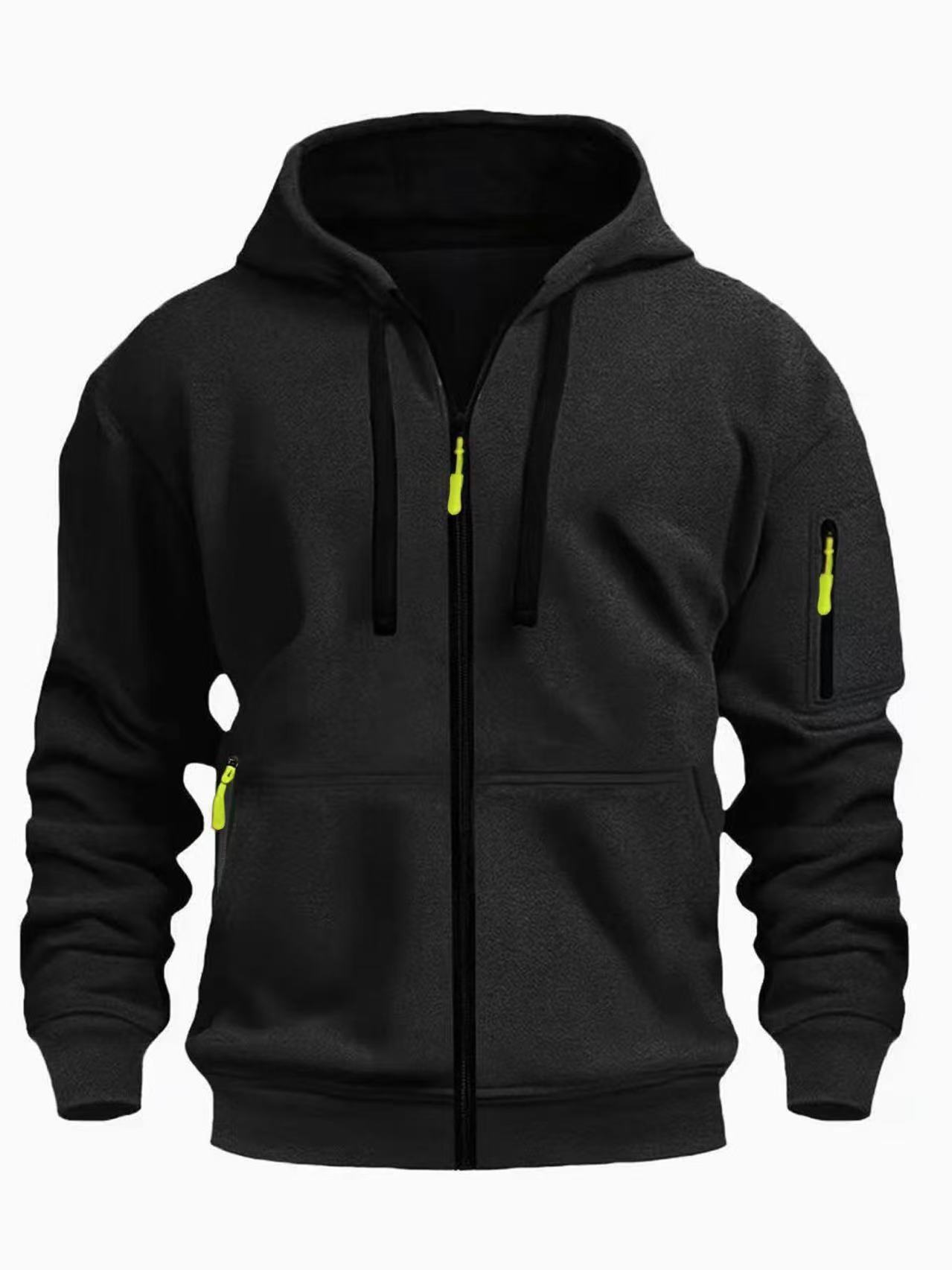 Sweat à capuche zippé homme – Cardigan doublé chaud et décontracté