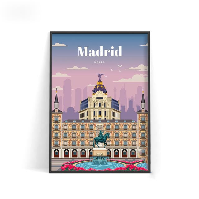 Affiche murale décorative – Villes du monde sur toile