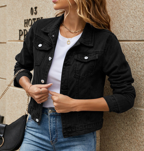 Veste en jean femme – coupe slim à col classique (S–XXL)