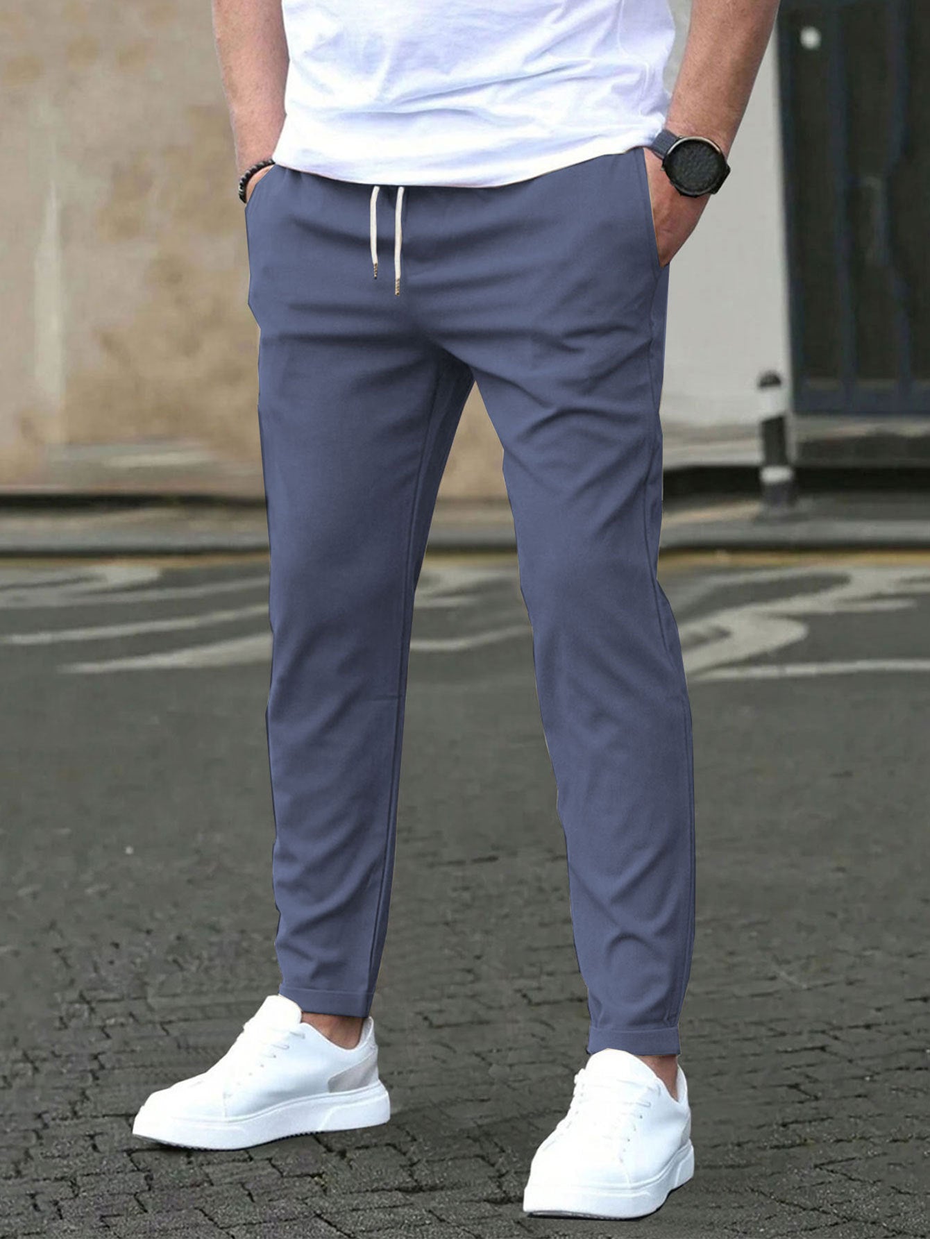 Pantalon homme ajusté casual – Coupe droite et tissu respirant