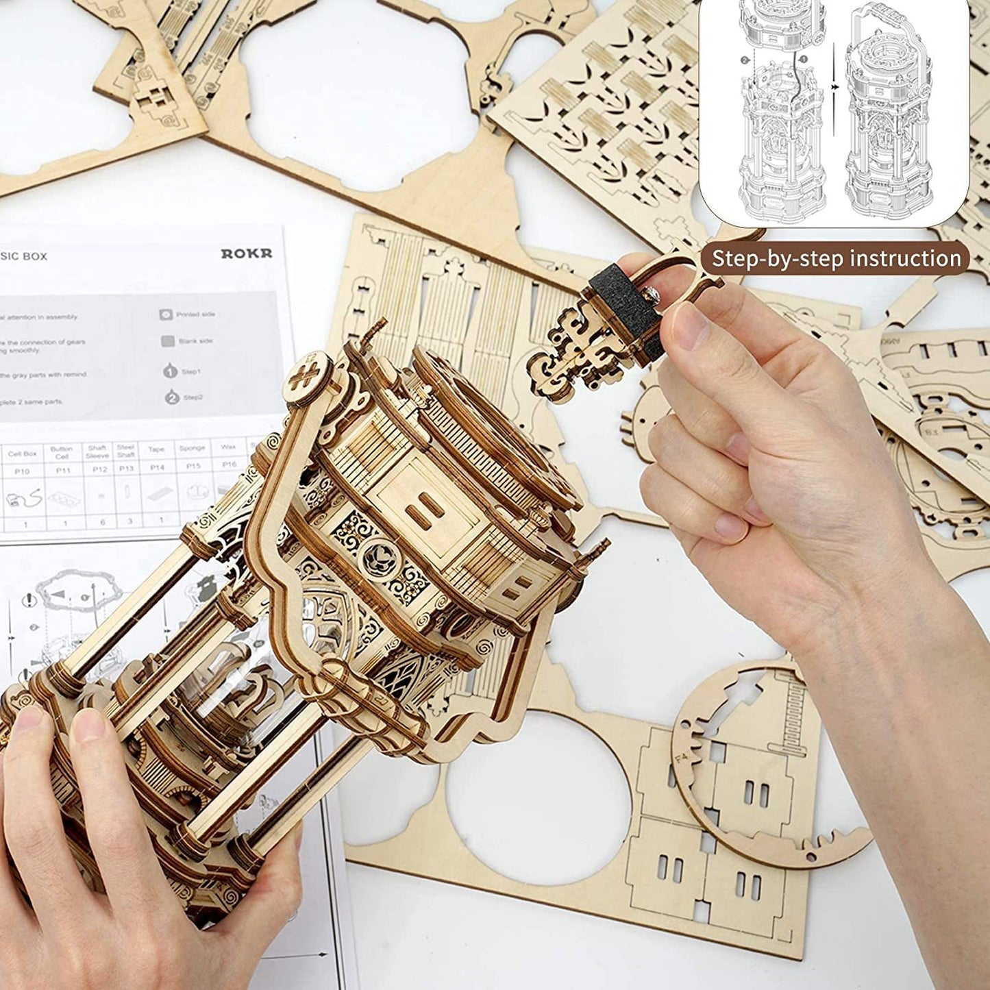 Boîte à Musique en Bois 3D – ROKR Lanterne Victorienne à Assembler