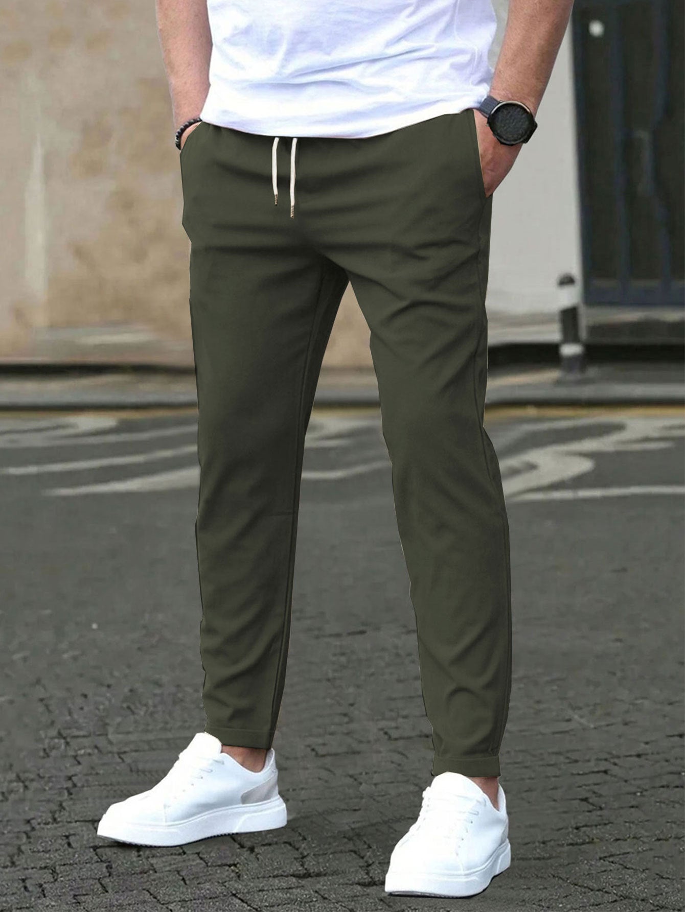 Pantalon homme ajusté casual – Coupe droite et tissu respirant