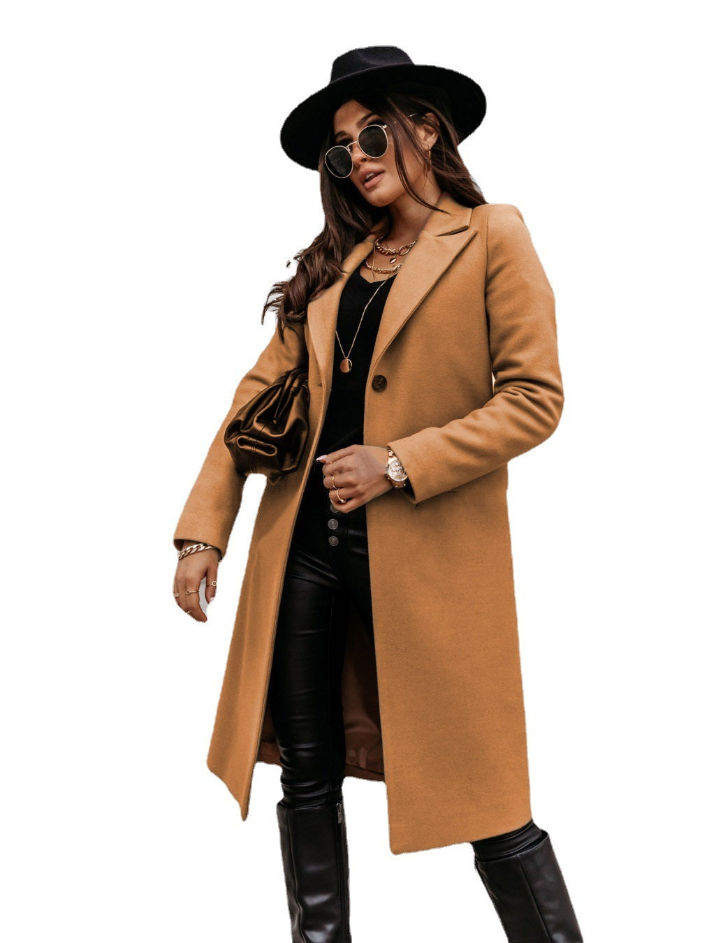 Manteau long femme – coupe slim à col tailleur élégant (S–3XL)