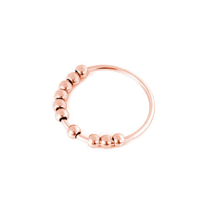 Bague Anti-Stress Femme – Acier Inoxydable & Perles Rotatives