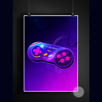 Poster néon manette