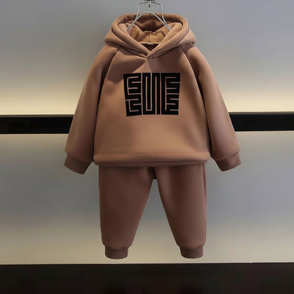 Ensemble Hiver Enfant Épais en Polaire – Sweat à Capuche + Pantalon