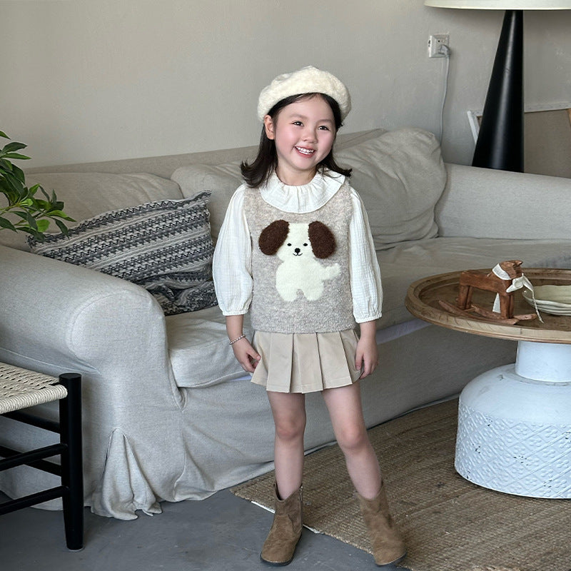 Ensemble fille – gilet & jupe coréen