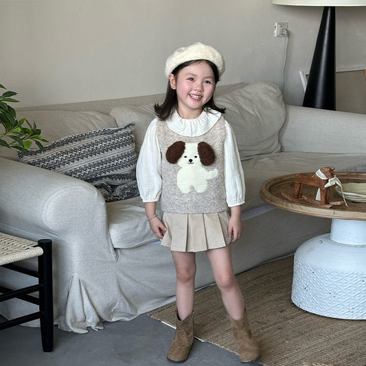 Ensemble fille – gilet & jupe coréen