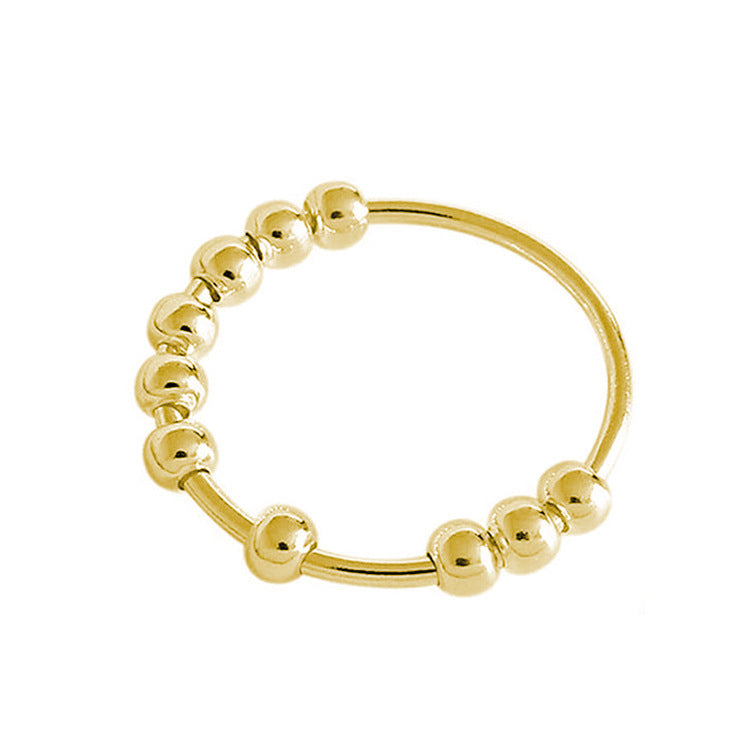 Bague Anti-Stress Femme – Acier Inoxydable & Perles Rotatives