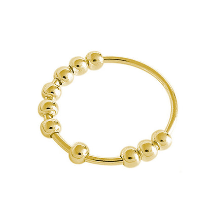 Bague Anti-Stress Femme – Acier Inoxydable & Perles Rotatives