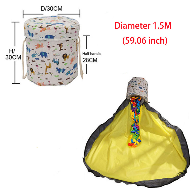 Sac de Rangement avec Tapis de Jeu Intégré – Pour Jouets & Blocs