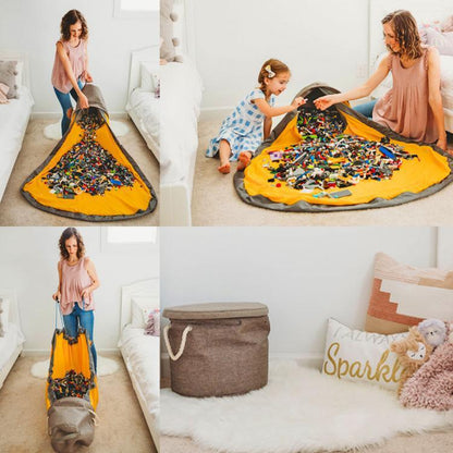 Sac de Rangement avec Tapis de Jeu Intégré – Pour Jouets & Blocs