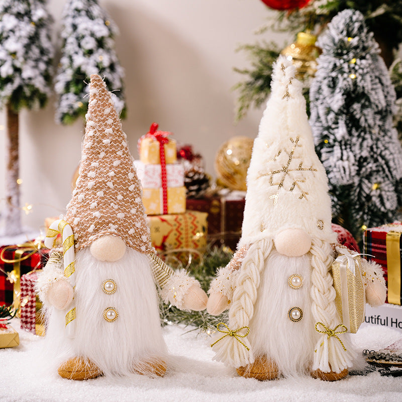 Poupée Décorative de Noël en Tissu – Figurine Lumineuse ou Classique