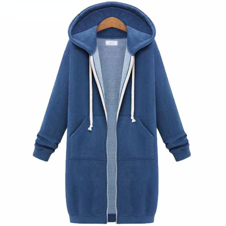 Veste longue polaire à capuche – sweat chaud femme zippé hiver