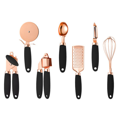 Set d’Ustensiles de Cuisine Inox – Finition Rose Gold (7 Pièces)