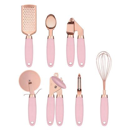 Set d’Ustensiles de Cuisine Inox – Finition Rose Gold (7 Pièces)