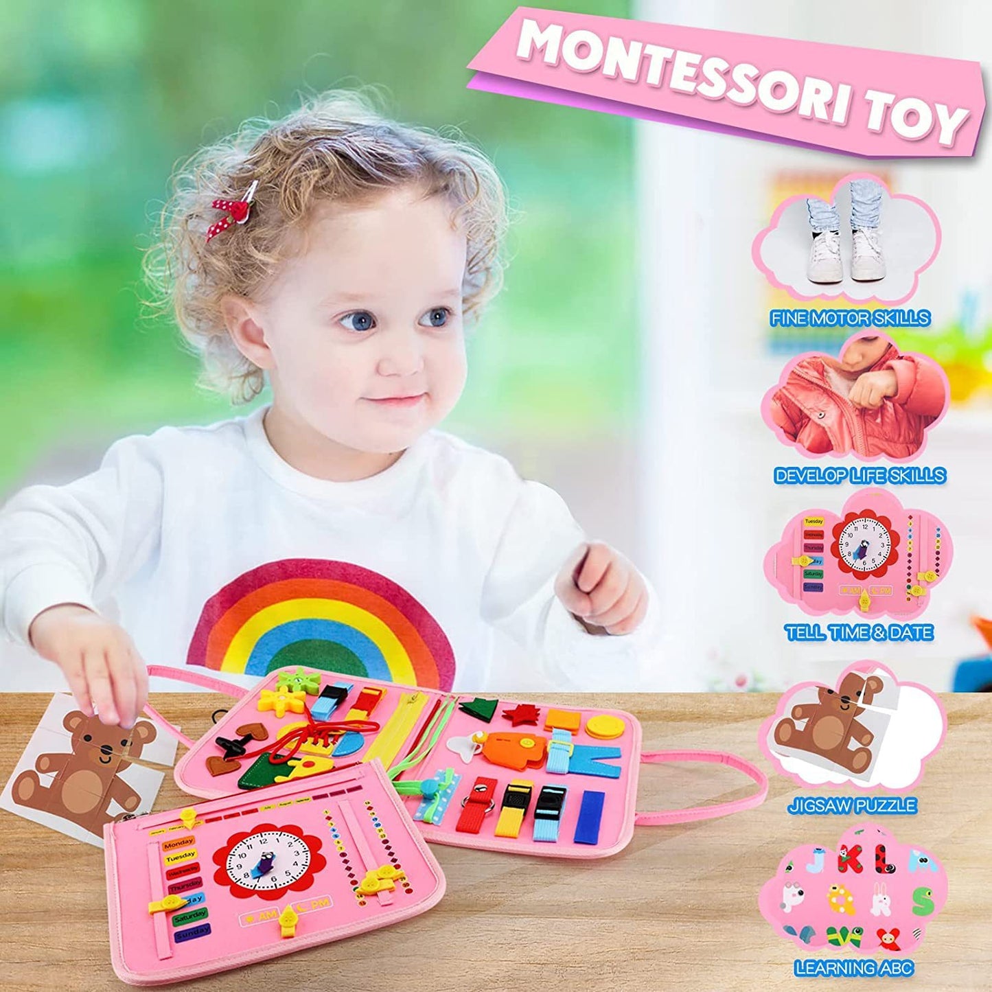 Tableau d’Apprentissage en Feutrine – Jouet Éducatif Enfant