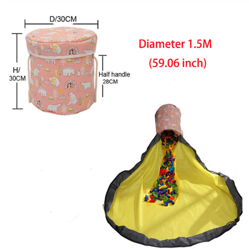 Sac de Rangement avec Tapis de Jeu Intégré – Pour Jouets & Blocs