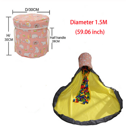 Sac de Rangement avec Tapis de Jeu Intégré – Pour Jouets & Blocs