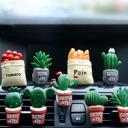 Diffuseur Parfum Voiture – Plantes & Cactus Décoratifs Clip Ventilation