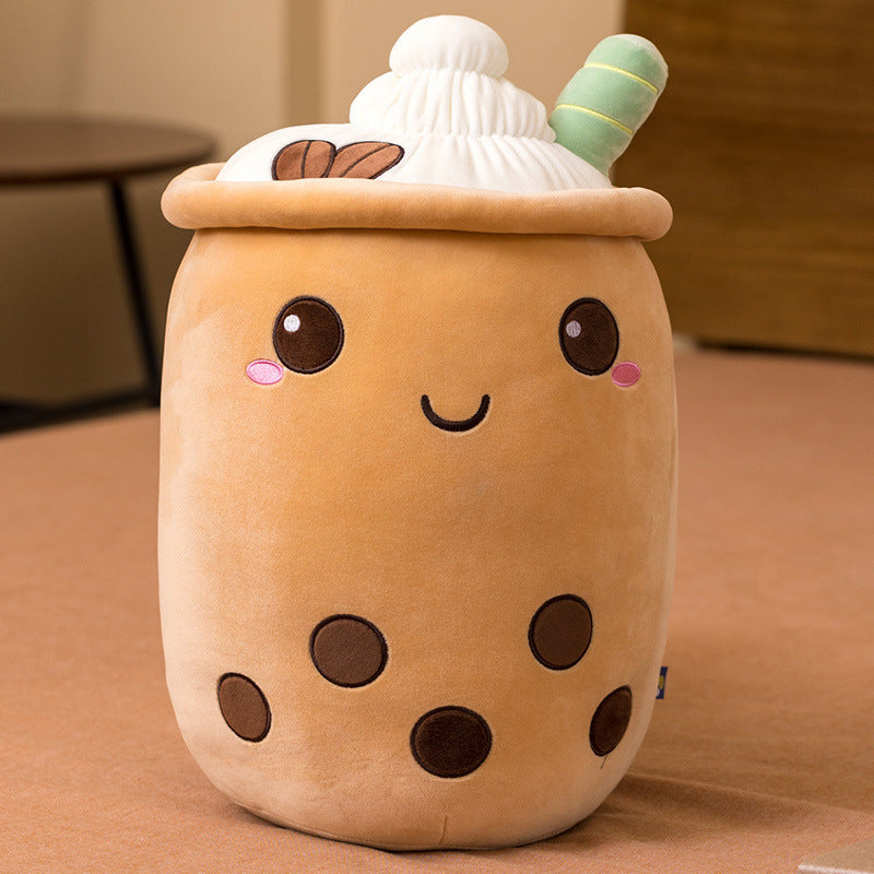 Coussin Peluche Boisson – Fraise, Matcha ou Thé au lait Tout Doux
