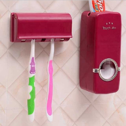 Support brosse à dents et distributeur de dentifrice rouge