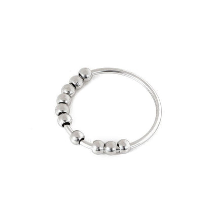 Bague Anti-Stress Femme – Acier Inoxydable & Perles Rotatives