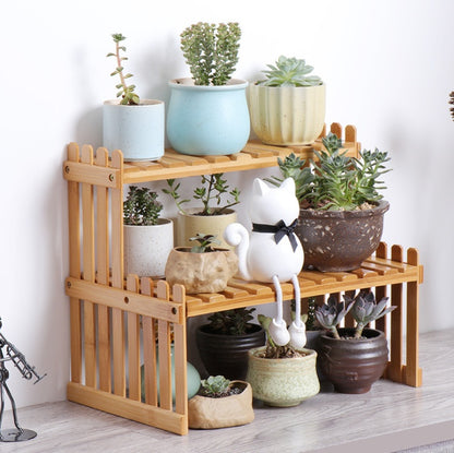 Étagère en Bambou 2 Niveaux – Rangement Compact & Naturel