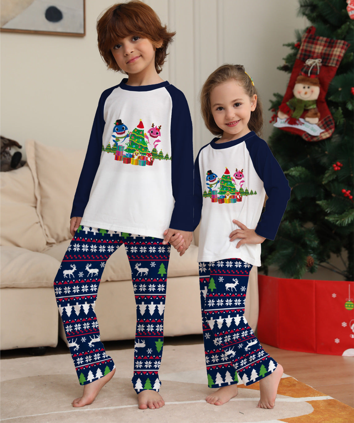Pyjamas de Noël Famille & Chien – Bleu Foncé