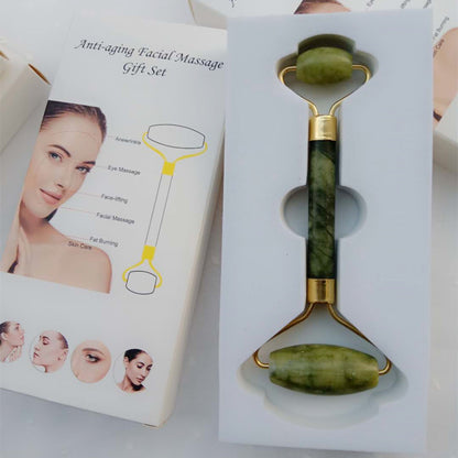 Rouleau Visage Jade & Quartz – Massage, Gua Sha & Lifting Naturel