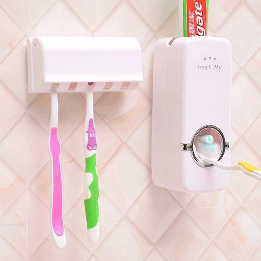 Support brosse à dents et distributeur de dentifrice blanc