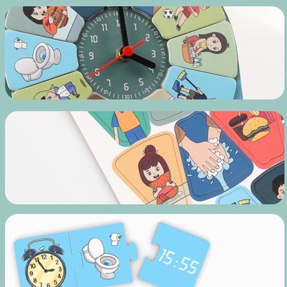Horloge Éducative en Bois – Puzzle d’Apprentissage du Temps pour Enfants