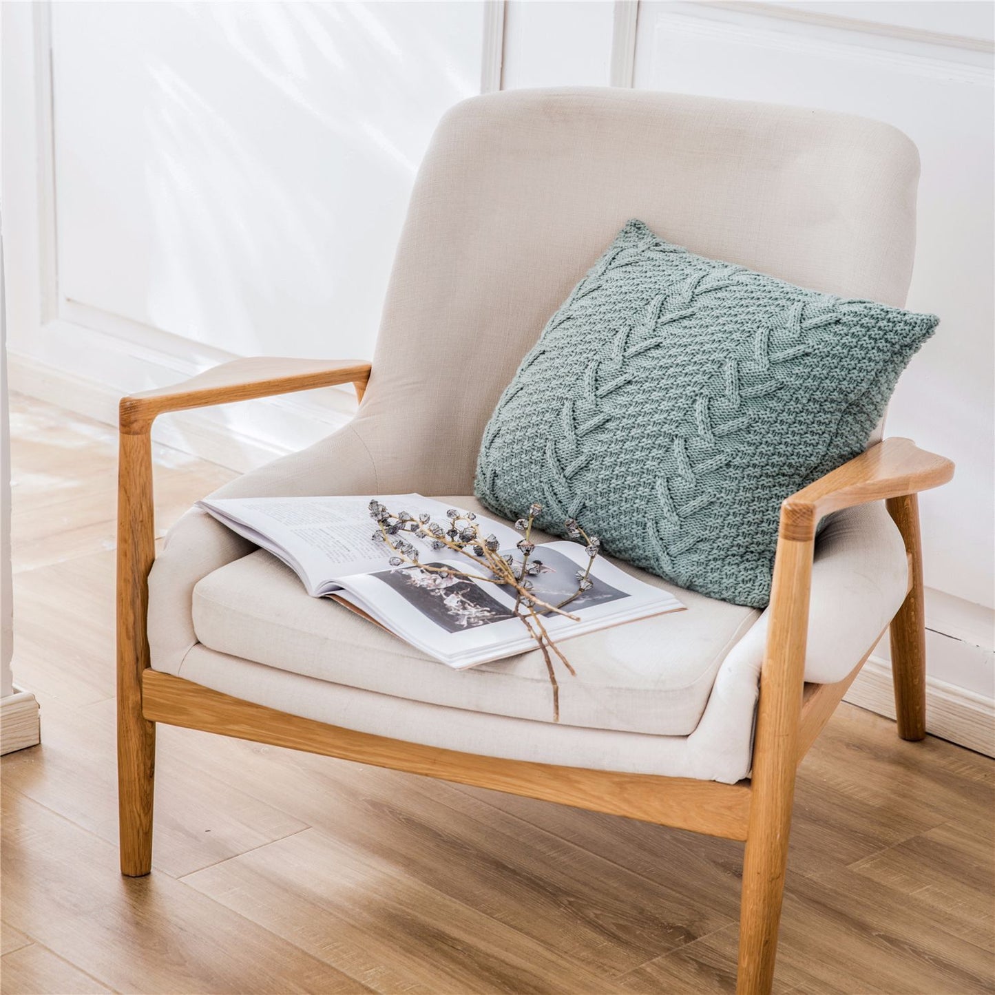 Housse Coussin Tricotée Épaisse – Style Cocooning 45x45cm