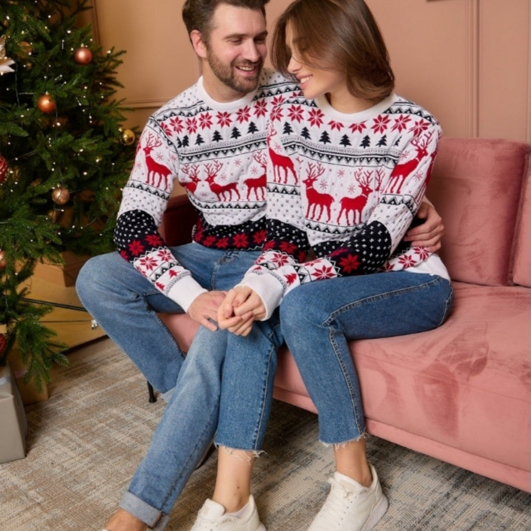 Pull de Noël Jacquard pour Couple – Modèle Mixte
