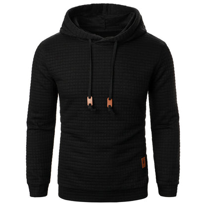 Pull jacquard homme – Sweat à capuche slim manches longues