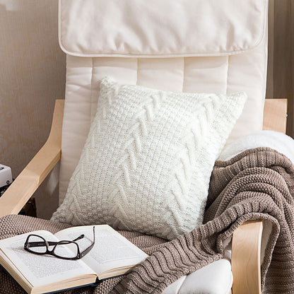 Housse Coussin Tricotée Épaisse – Style Cocooning 45x45cm