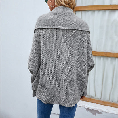 Cardigan oversize en maille – couleur unie, manches chauve-souris (S–XL)