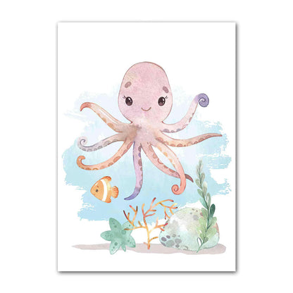 Poster poulpe rose