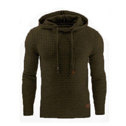Sweat à capuche jacquard homme – Style décontracté et chaud à manches longues