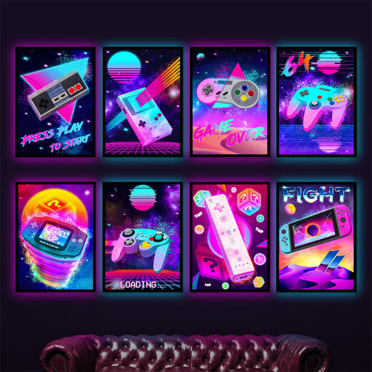 8 posters gamer style néon