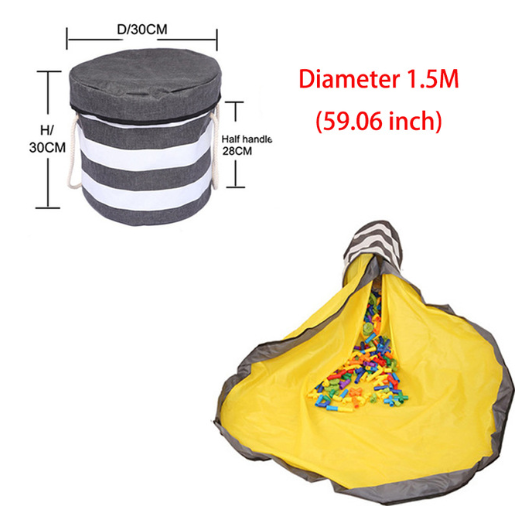 Sac de Rangement avec Tapis de Jeu Intégré – Pour Jouets & Blocs