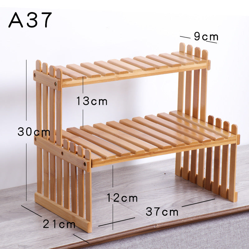 Étagère en Bambou 2 Niveaux – Rangement Compact & Naturel