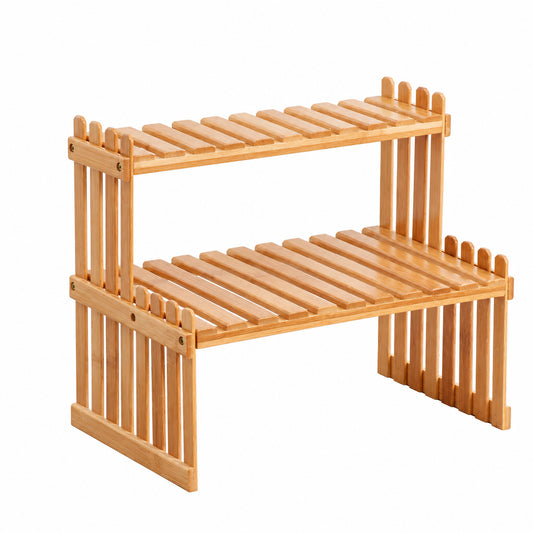 L'étagère en bambou à deux niveaux