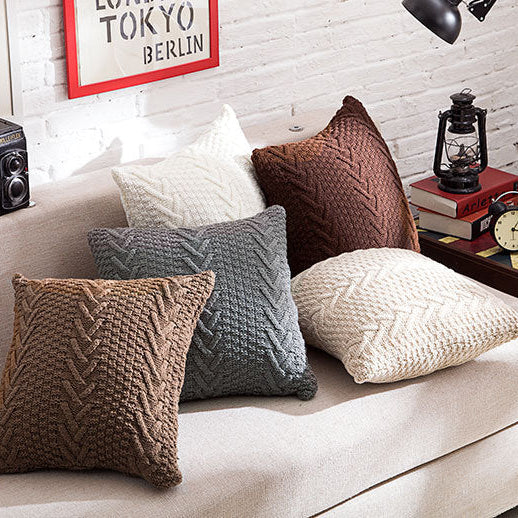 Housse Coussin Tricotée Épaisse – Style Cocooning 45x45cm