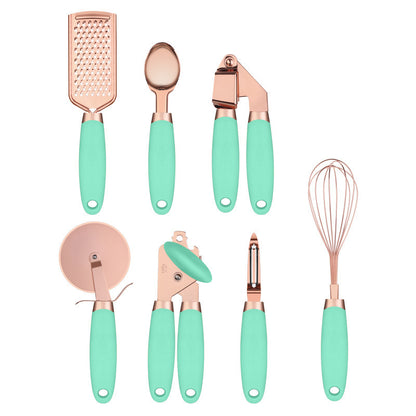 Set d’Ustensiles de Cuisine Inox – Finition Rose Gold (7 Pièces)