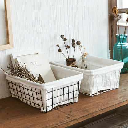 Panier de Rangement en Métal – Style Japonais pour Bureau ou Maison