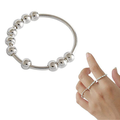 Bague Anti-Stress Femme – Acier Inoxydable & Perles Rotatives