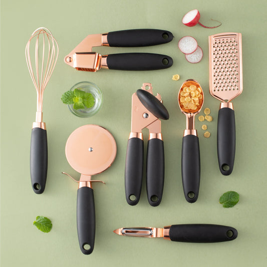 Set d’Ustensiles de Cuisine Inox – Finition Rose Gold (7 Pièces)
