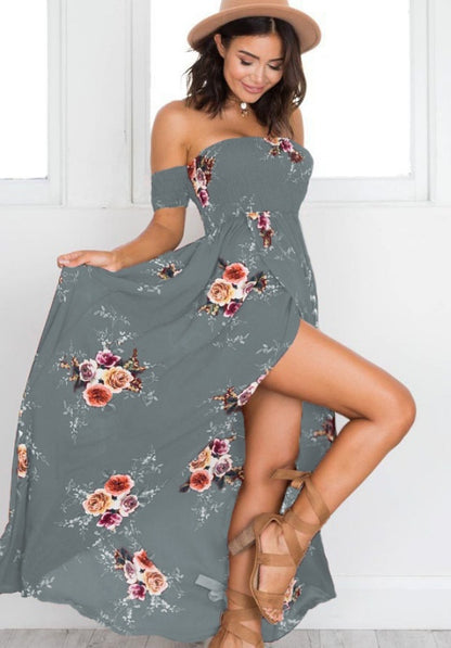 Robe longue bohème à épaules dénudées – robe d’été fluide et élégante