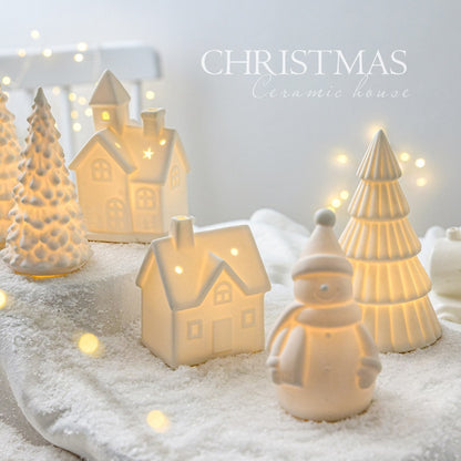 Décoration de Noël Lumineuse en Céramique – Sapin, Maison ou Bonhomme de Neige